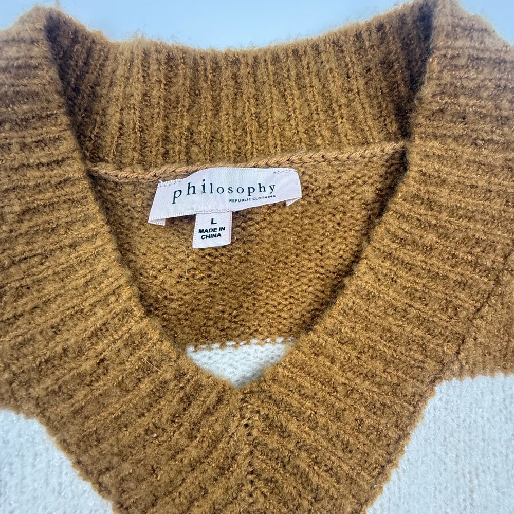 Philosophy Republic Clothing Striped V Neck Long Sleeve Sweater Top Size L - Picture 3 of 5